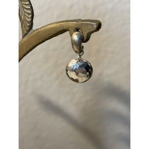 Vintage Sterling Silver 1” Post Dangles Hammered Disc Earrings